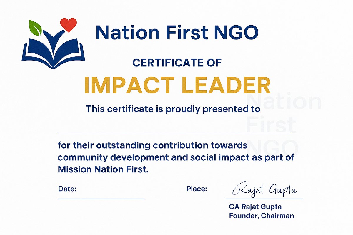 Nation First Impact Leader certificate