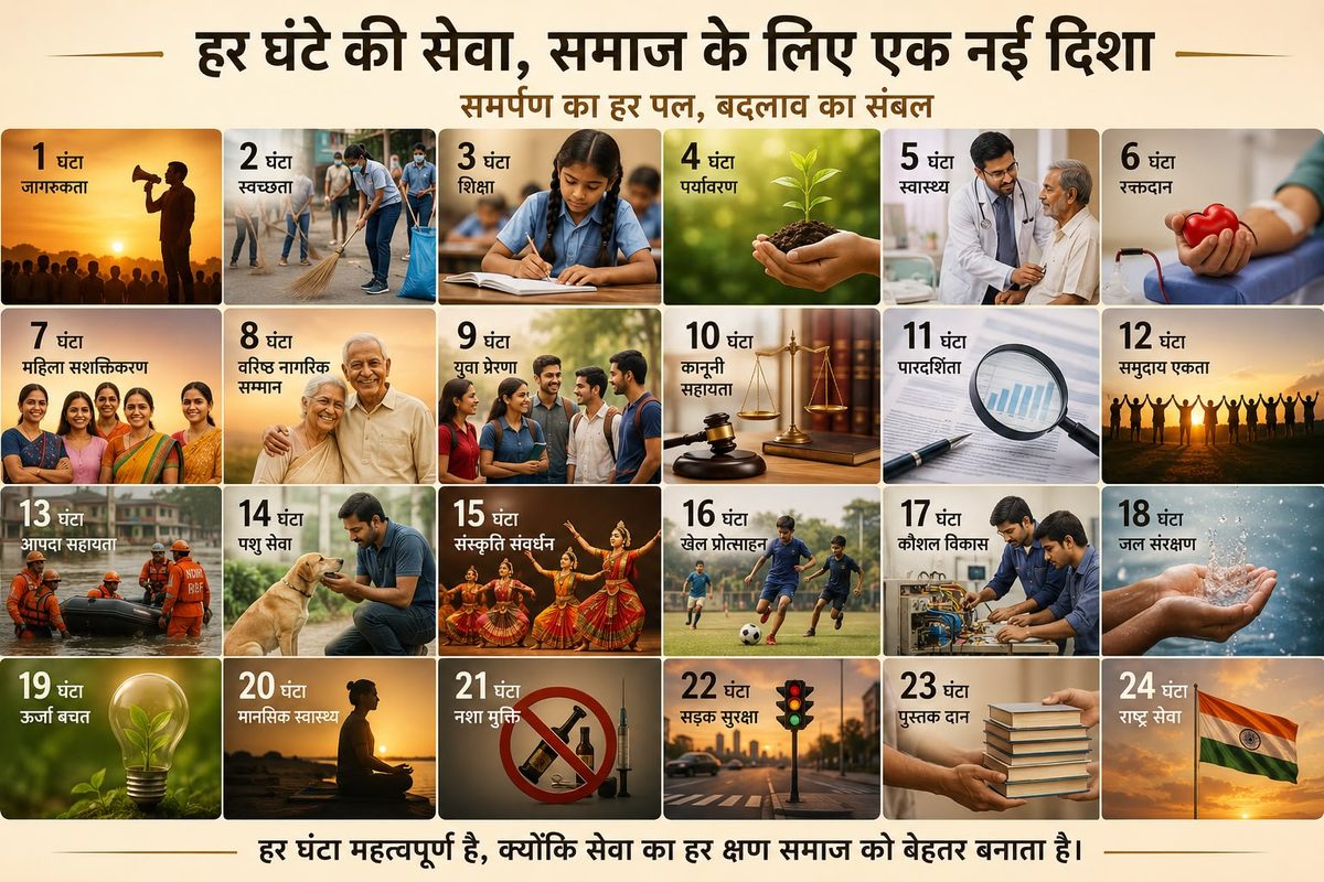 Har ghante ki seva — 24 hours of seva poster