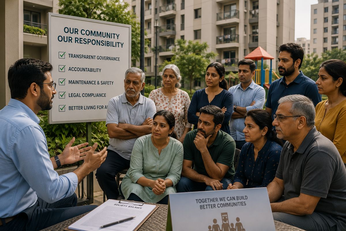 Residents discussing society governance
